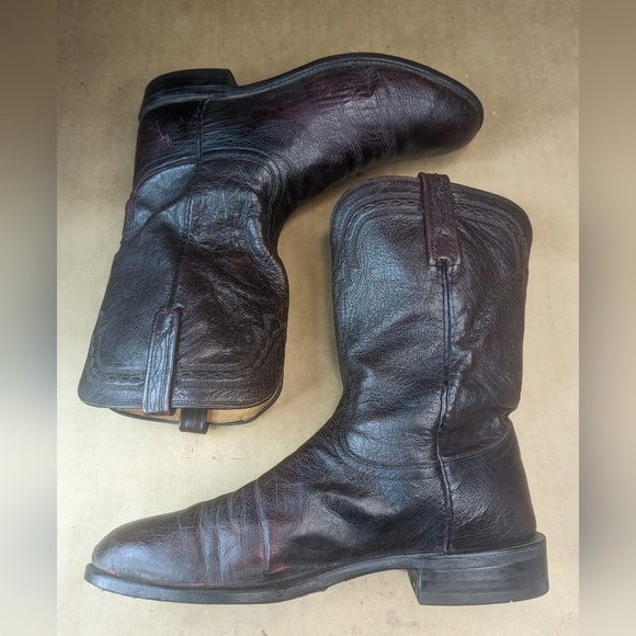 Lucchese Boots men's size 11D Exotic Genuine Black Cherry Smooth Ostrich classic - Picture 6 of 16